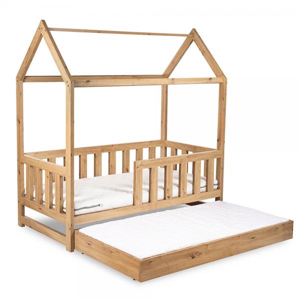 Pat tineret casuta Klups Liv Natur 160x80 cu sertar